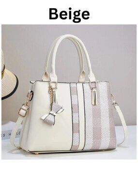 Women's Casual PU Leather Crossbody Handbag Bow Detail with Golden Accents